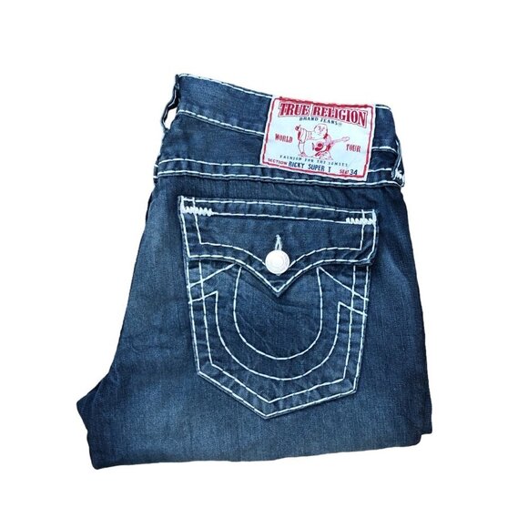 Vintage True Religion Jeans Size 38 RICKY SUPER T Blue - Picture 2 of 8